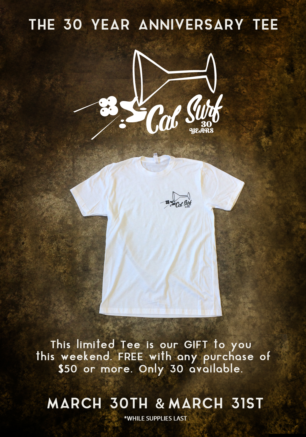 Cal Surf 30 year FREE tee